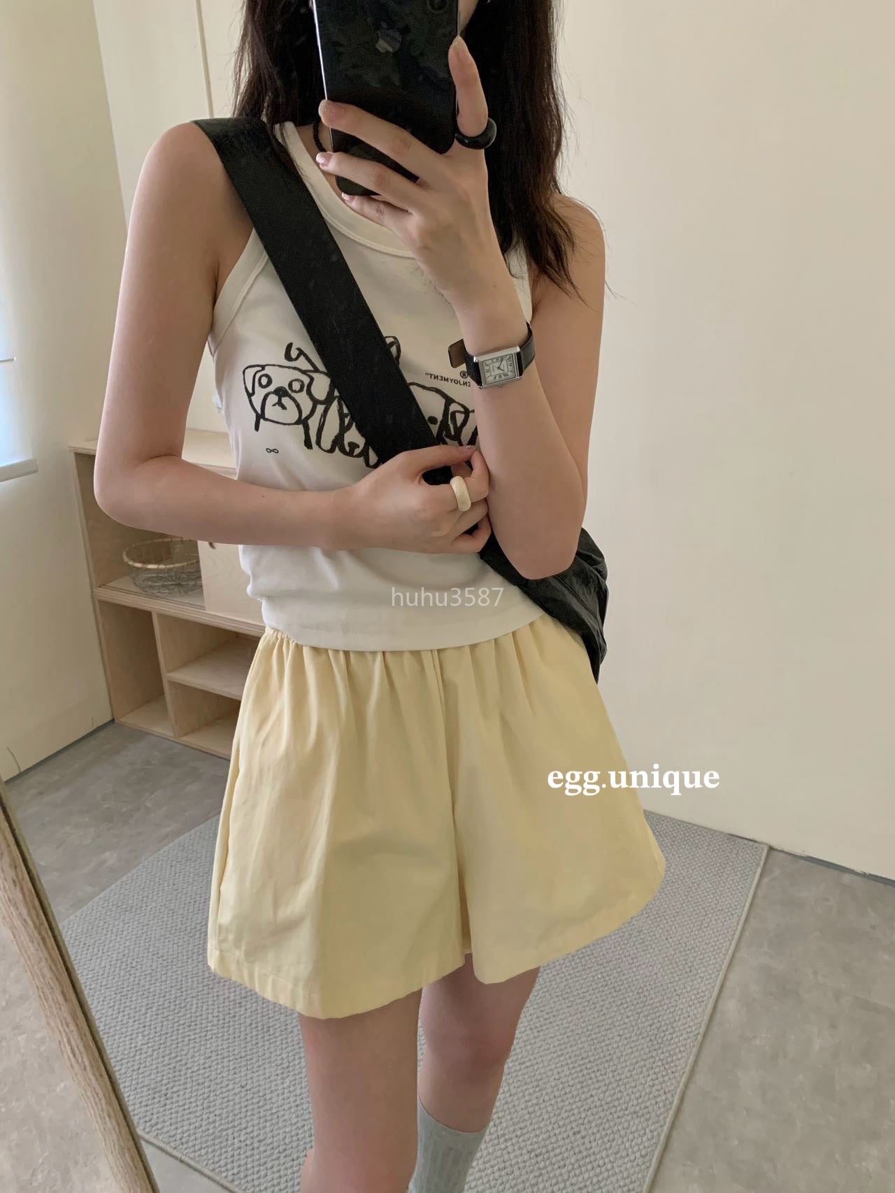 Butter Yellow High-Waist Flare Shorts