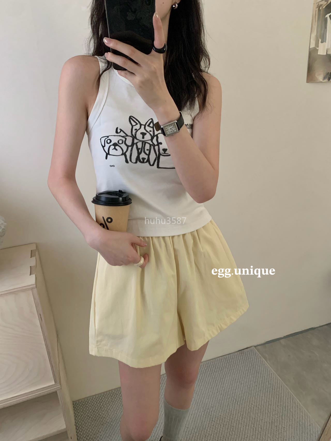 Butter Yellow High-Waist Flare Shorts