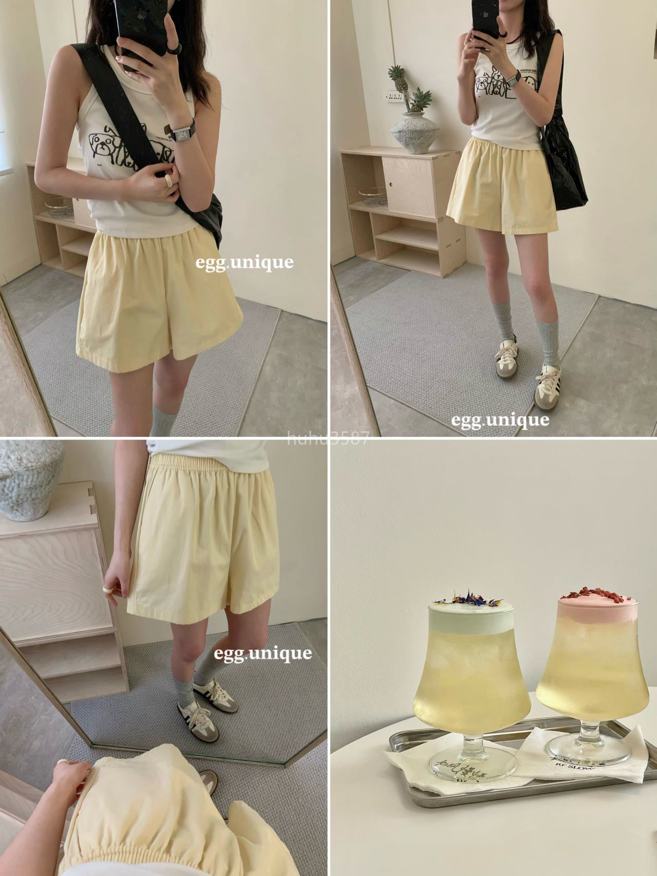Butter Yellow High-Waist Flare Shorts