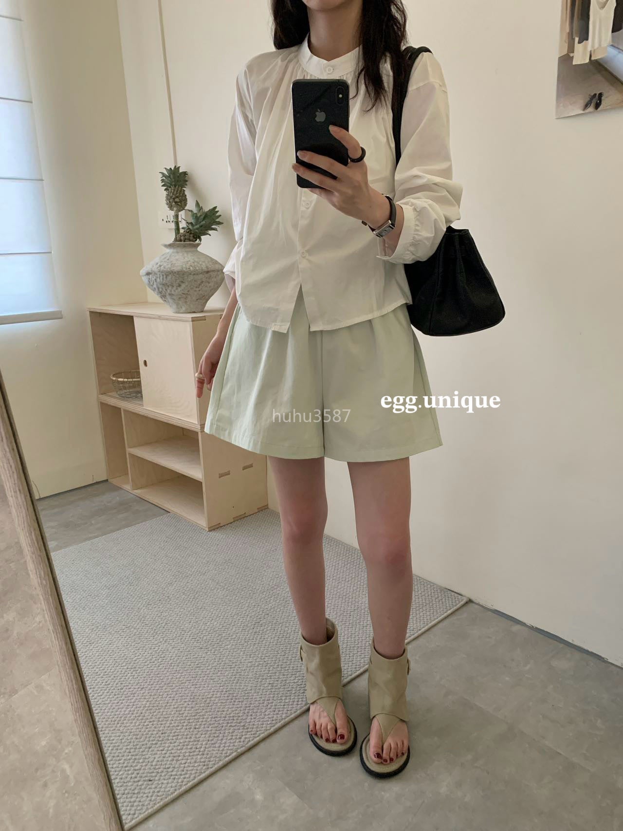 Light Sage Cotton Flare Shorts