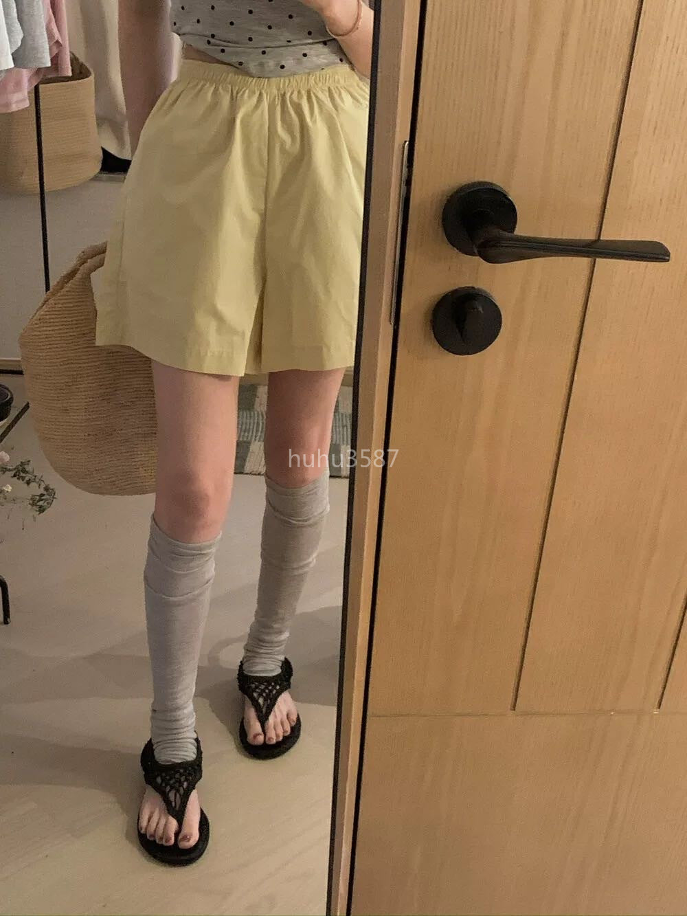 Butter Yellow High-Waist Flare Shorts