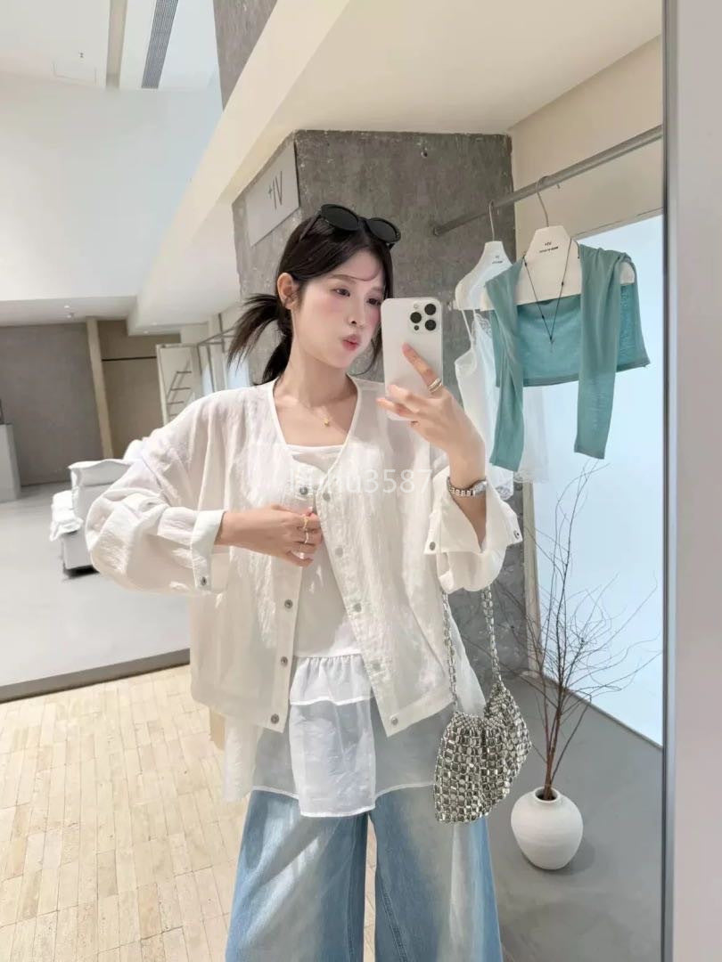White Lightweight Jacket & Layered Cami Top Set