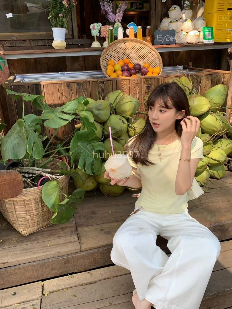 Butter Yellow Soft Cotton Short Sleeve Top
