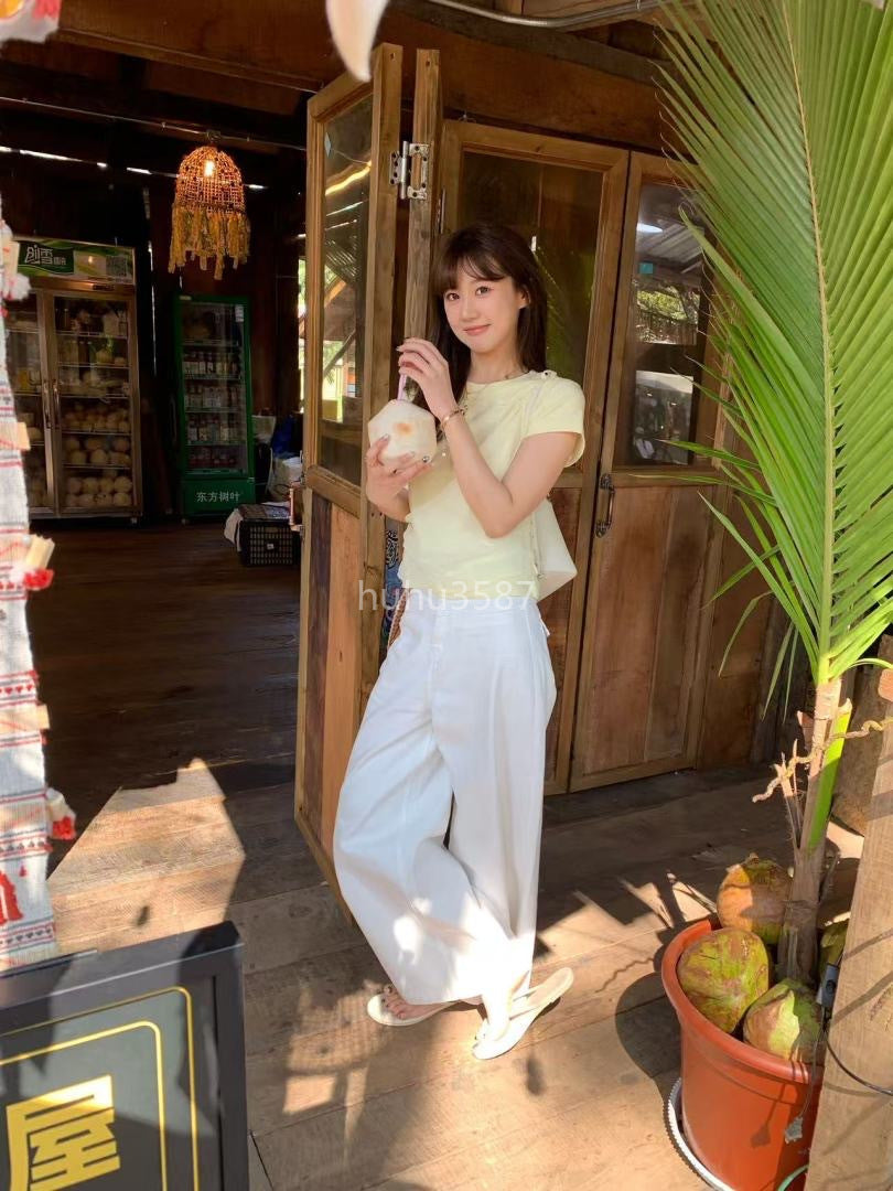 Butter Yellow Soft Cotton Short Sleeve Top