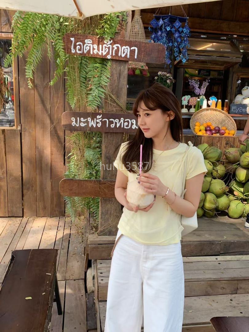 Butter Yellow Soft Cotton Short Sleeve Top