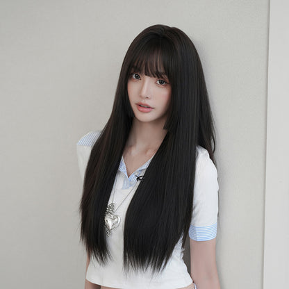 [C-0523] Everyday Natural Long Straight Wig with Bangs