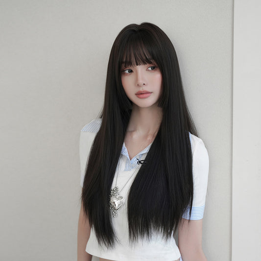 [C-0523] Everyday Natural Long Straight Wig with Bangs