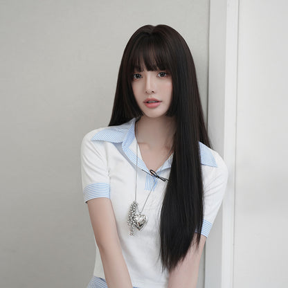 [C-0523] Everyday Natural Long Straight Wig with Bangs