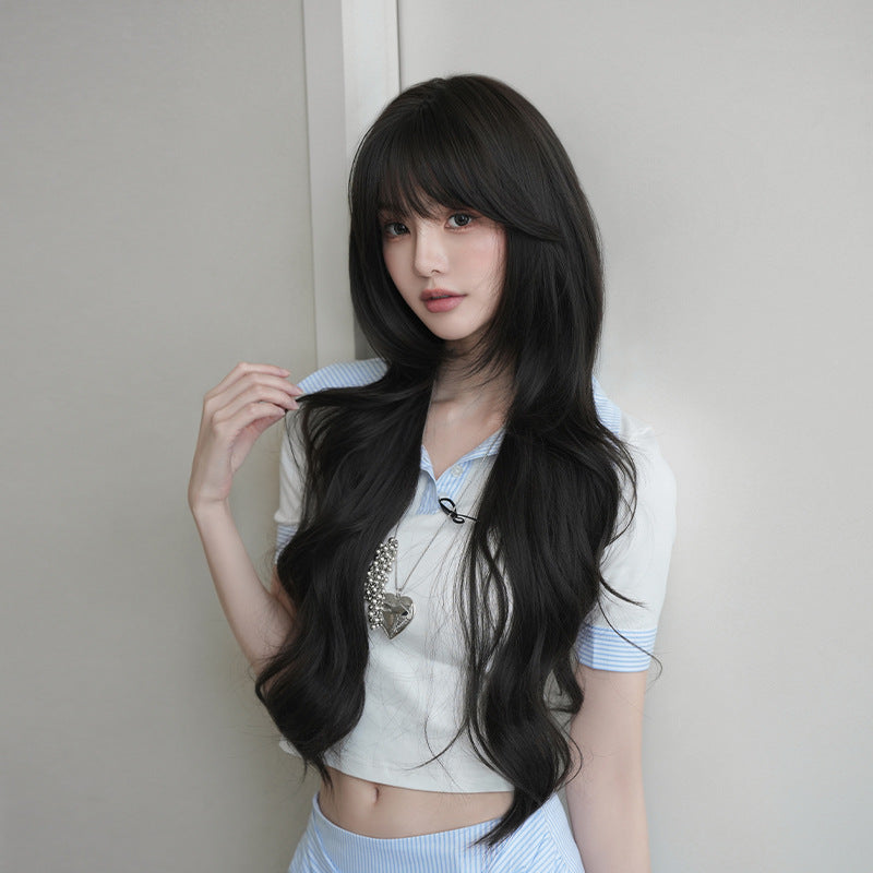 [C-0531] Korean Soft Layered Long Wavy Wig with Air Bangs