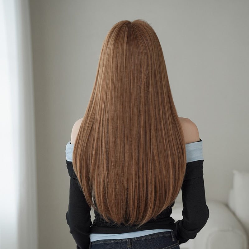 [C-0463-2] Korean Style Long Straight Wig – Caramel Brown