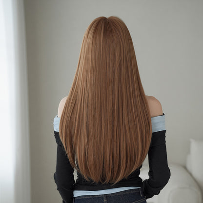 [C-0463-2] Korean Style Long Straight Wig – Caramel Brown
