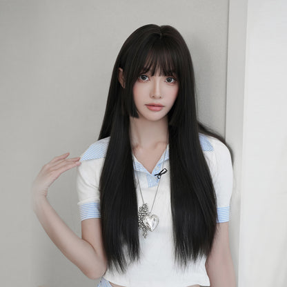 [C-0523] Everyday Natural Long Straight Wig with Bangs