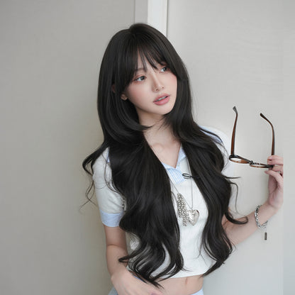 [C-0531] Korean Soft Layered Long Wavy Wig with Air Bangs