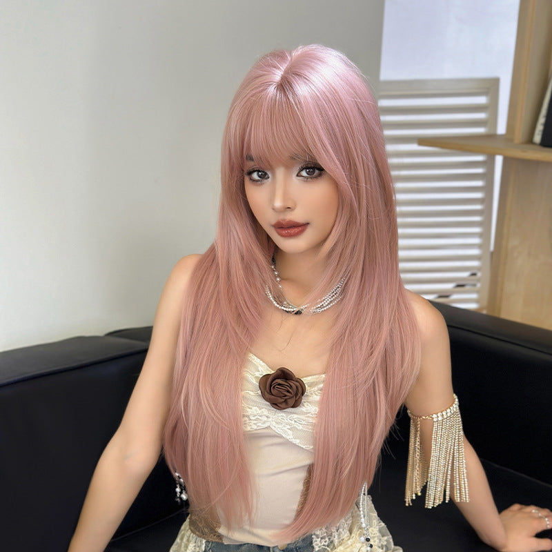 [C-0491] Grapefruit Pink Gold 80 cm Wig