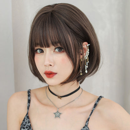 [D-124] Cool Brown 31 cm, Pink Brown 31 cm, Dark Brown 31 cm Wig