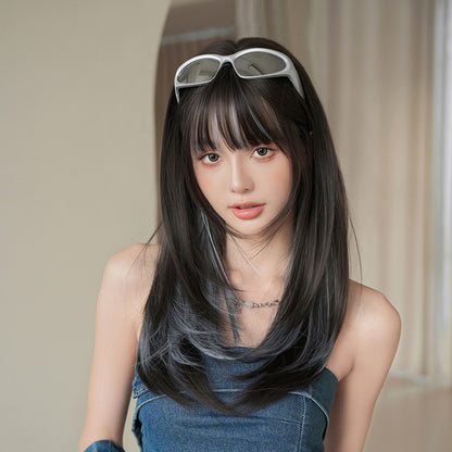 [C-0553] Clear Blue Highlights 60 cm Wig