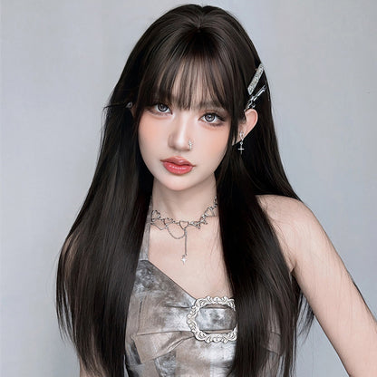 [C-0392] Dark Brown 73 cm Wig