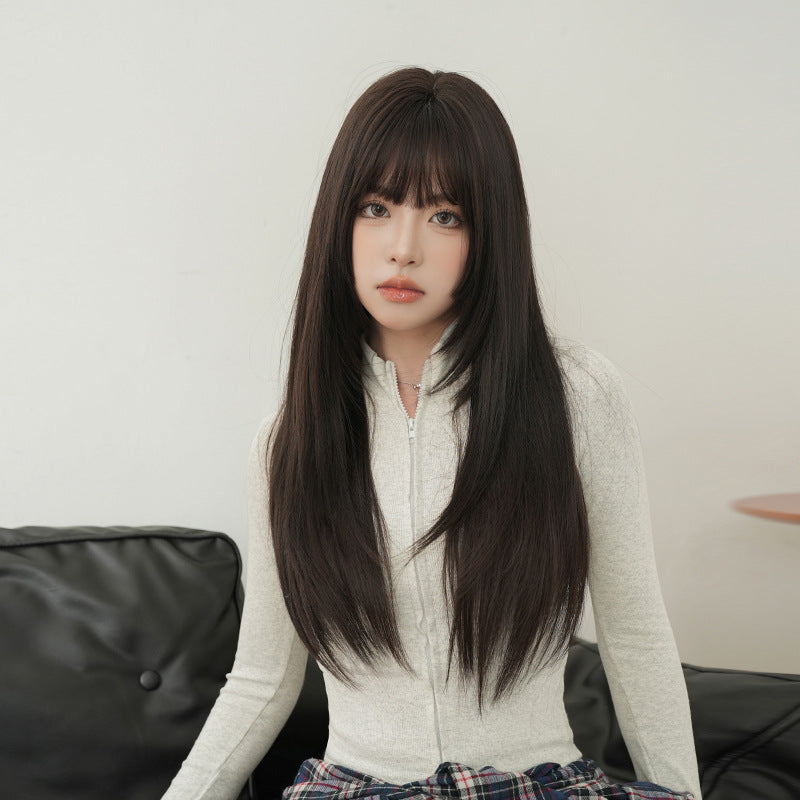 [C-0463] Dark Brown 70 cm Wig