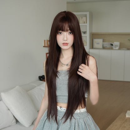 [C-0472] Raspberry Wine Red 85 cm Wig