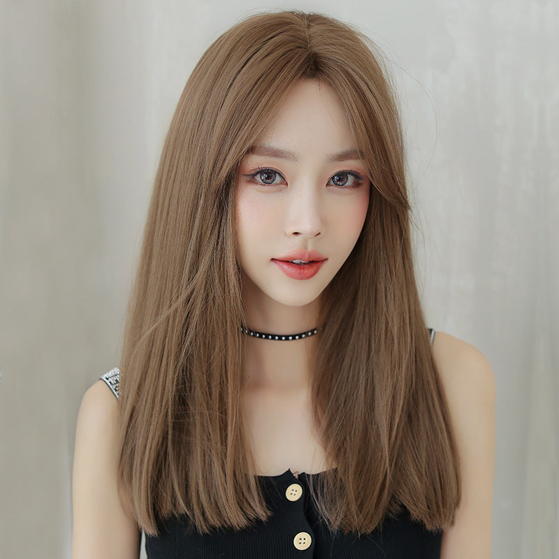 [C-0294] Dark Brown 50 cm, Cool Brown 50 cm, Honey Tea Flax 50 cm Wig