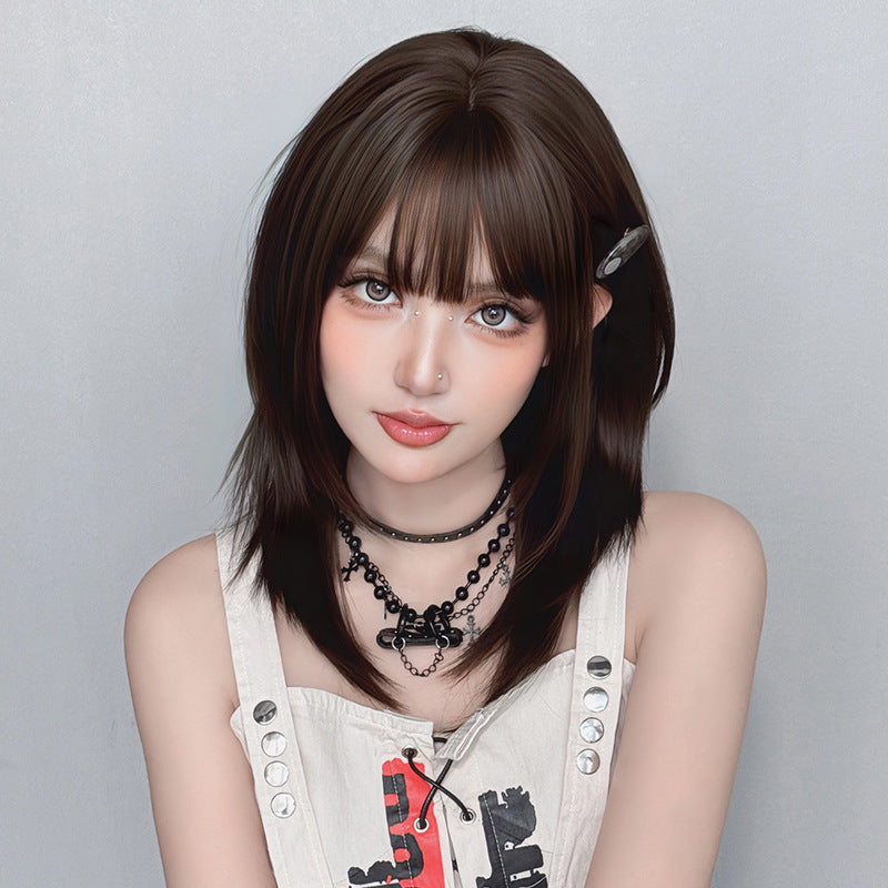 [C-0431-2] Amber Black Brown 50 cm Wig