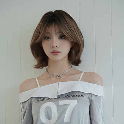 [D-167] Roasted Tea Brown Crown Dye 33 cm Wig