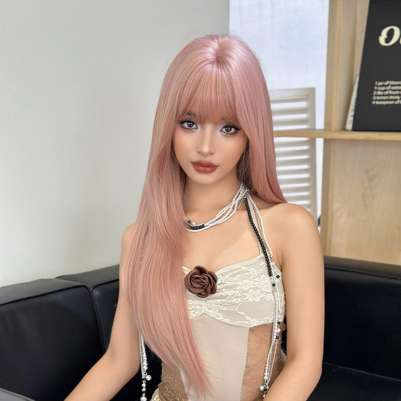 [C-0491] Grapefruit Pink Gold 80 cm Wig