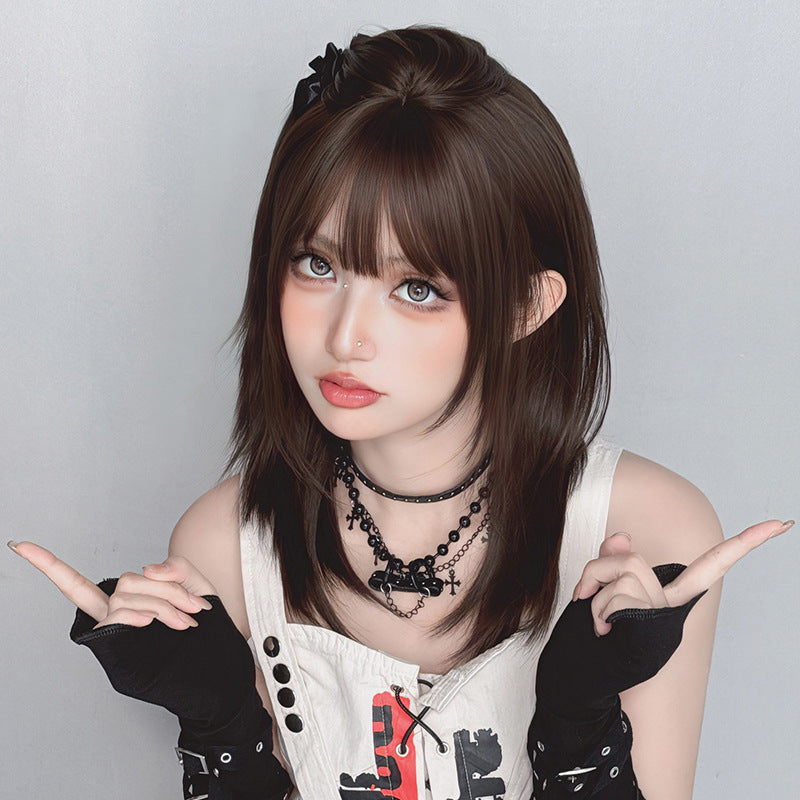 [C-0431-2] Amber Black Brown 50 cm Wig
