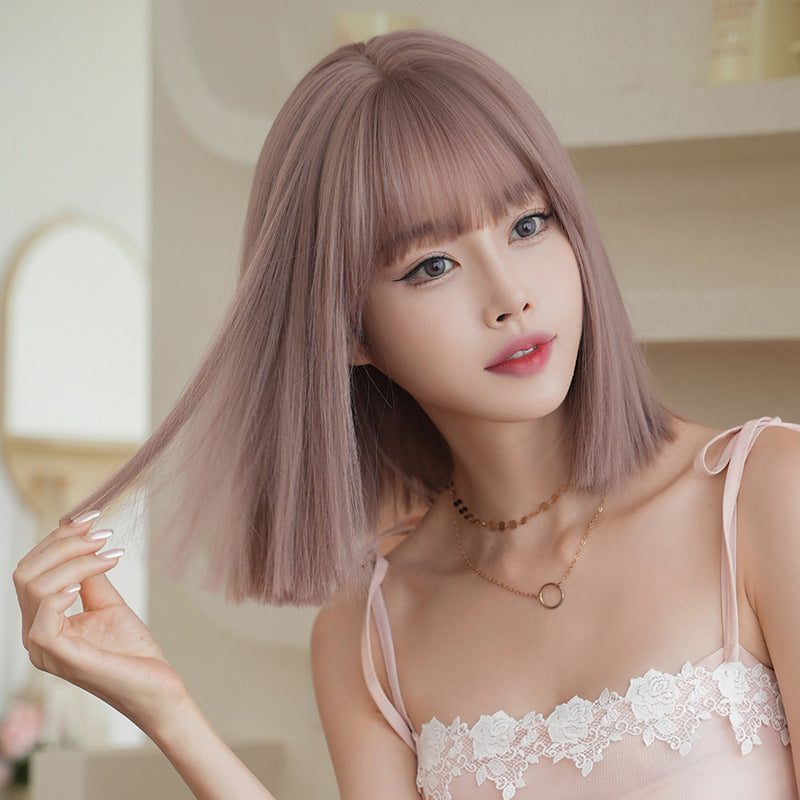 [D-156] Rose Pink Brown 34 cm Wig