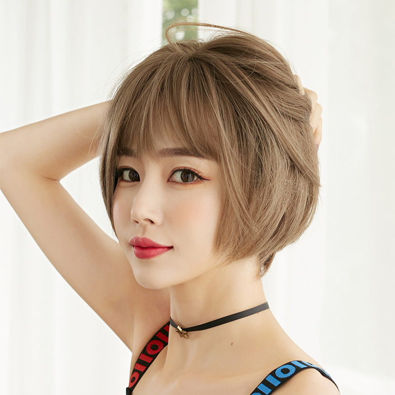 [D 3110] Honey Tea Flax 28 cm, Cool Brown 28 cm, Dark Brown 28 cm Wig