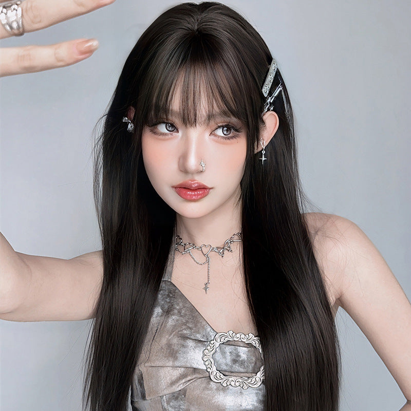 [C-0392] Dark Brown 73 cm Wig