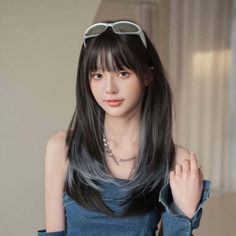 [C-0553] Clear Blue Highlights 60 cm Wig