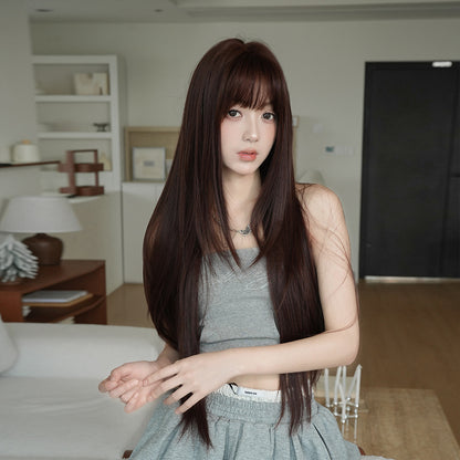 [C-0472] Raspberry Wine Red 85 cm Wig