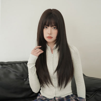[C-0463] Dark Brown 70 cm Wig