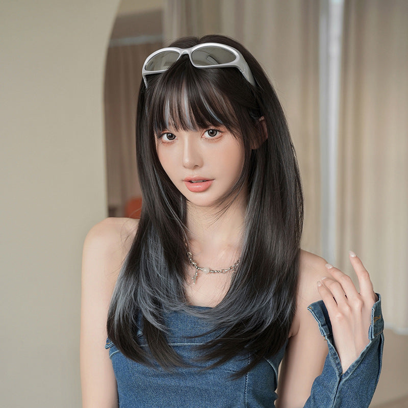 [C-0553] Clear Blue Highlights 60 cm Wig