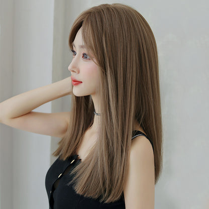 [C-0294] Dark Brown 50 cm, Cool Brown 50 cm, Honey Tea Flax 50 cm Wig