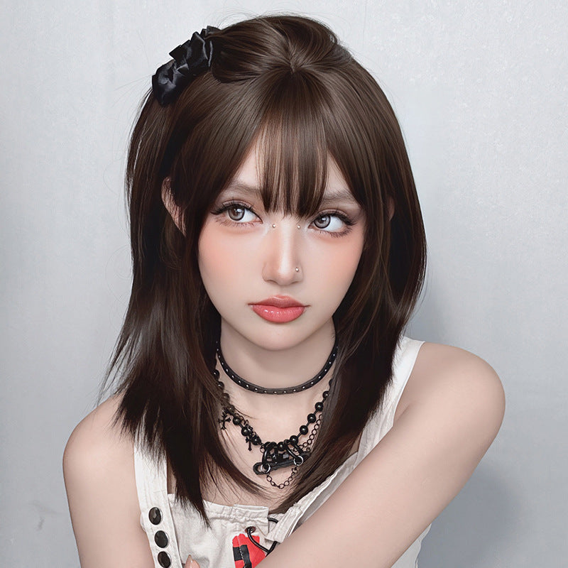 [C-0431-2] Amber Black Brown 50 cm Wig