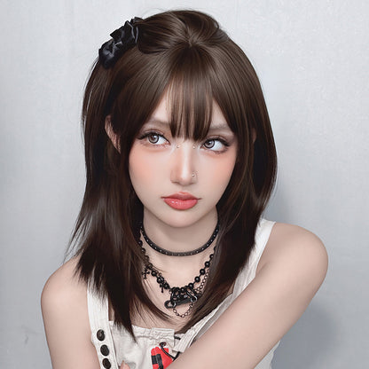 [C-0431-2] Amber Black Brown 50 cm Wig