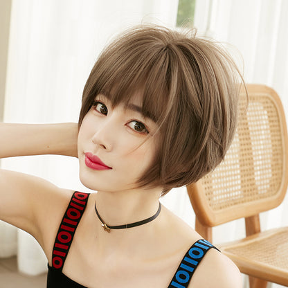 [D 3110] Honey Tea Flax 28 cm, Cool Brown 28 cm, Dark Brown 28 cm Wig