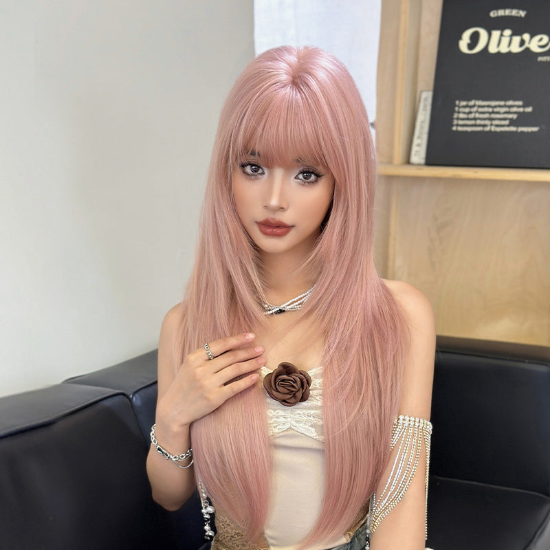 [C-0491] Grapefruit Pink Gold 80 cm Wig