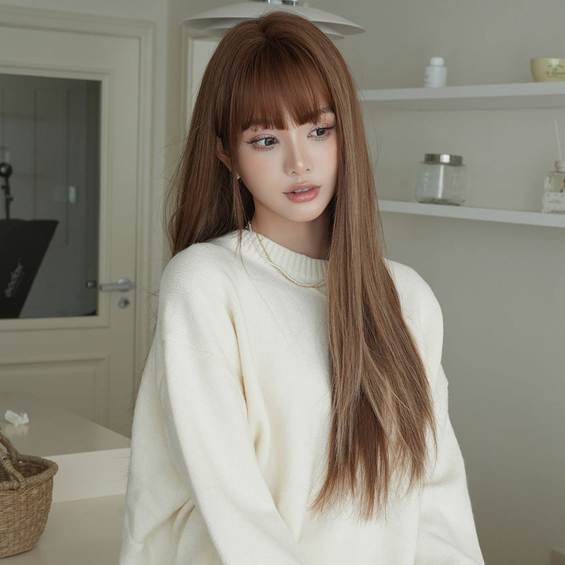 [C-0446] Warm Brown with Sandy Gold 72 cm Wig