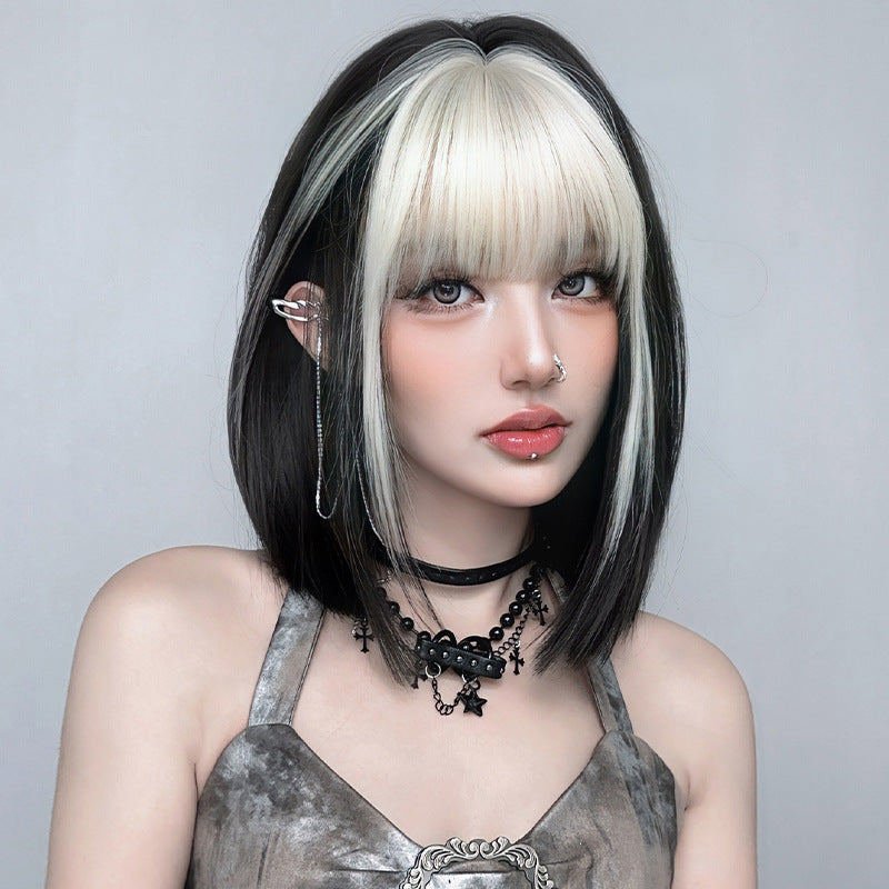 [D-157] Silver Gray and White Highlights 38 cm Wig