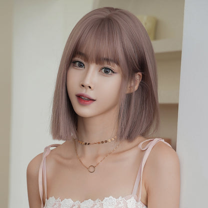 [D-156] Rose Pink Brown 34 cm Wig