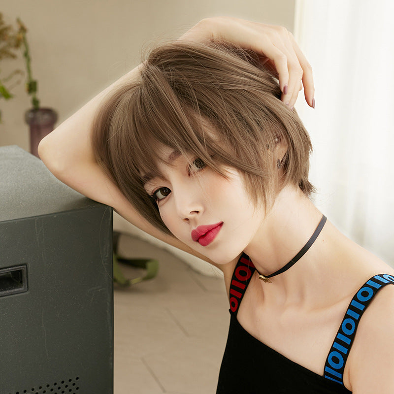 [D 3110] Honey Tea Flax 28 cm, Cool Brown 28 cm, Dark Brown 28 cm Wig