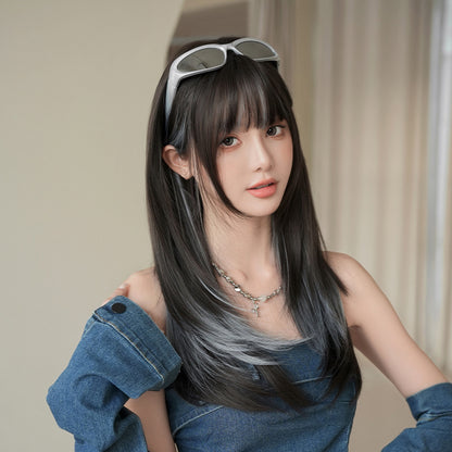 [C-0553] Clear Blue Highlights 60 cm Wig