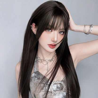 [C-0392] Dark Brown 73 cm Wig