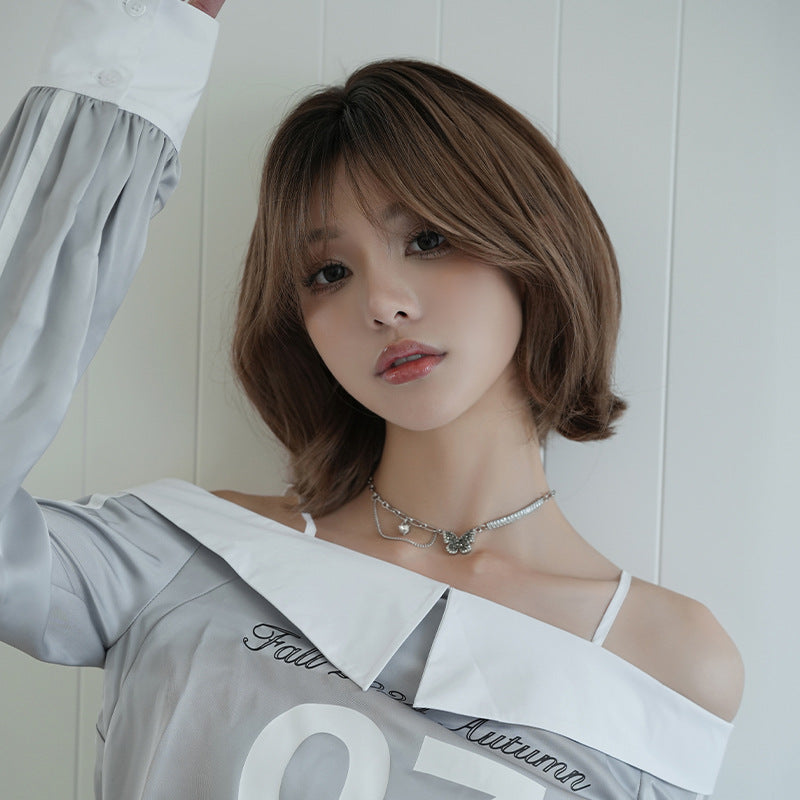 [D-167] Roasted Tea Brown Crown Dye 33 cm Wig