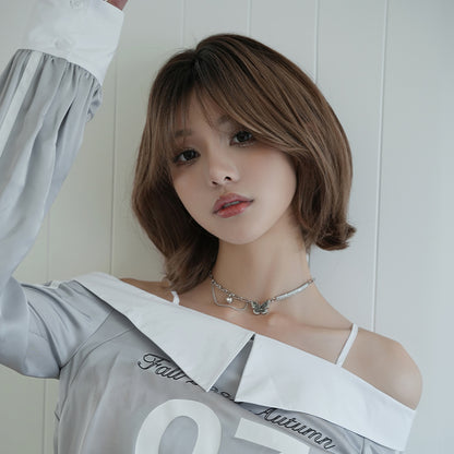 [D-167] Roasted Tea Brown Crown Dye 33 cm Wig