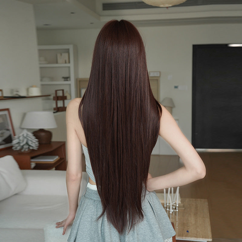 [C-0472] Raspberry Wine Red 85 cm Wig