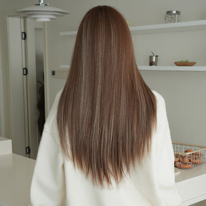 [C-0446] Warm Brown with Sandy Gold 72 cm Wig